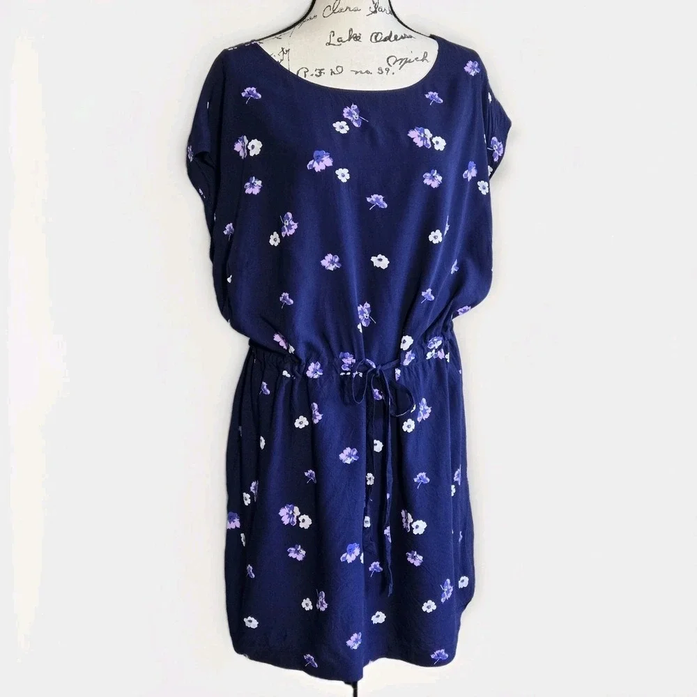 Old Navy Womens Blue Floral Dress Size 2XL ‎ Cross String Closure RN:54023